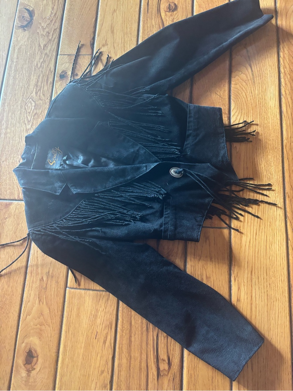 Scully Black Suede Fringe Cropped Jacket